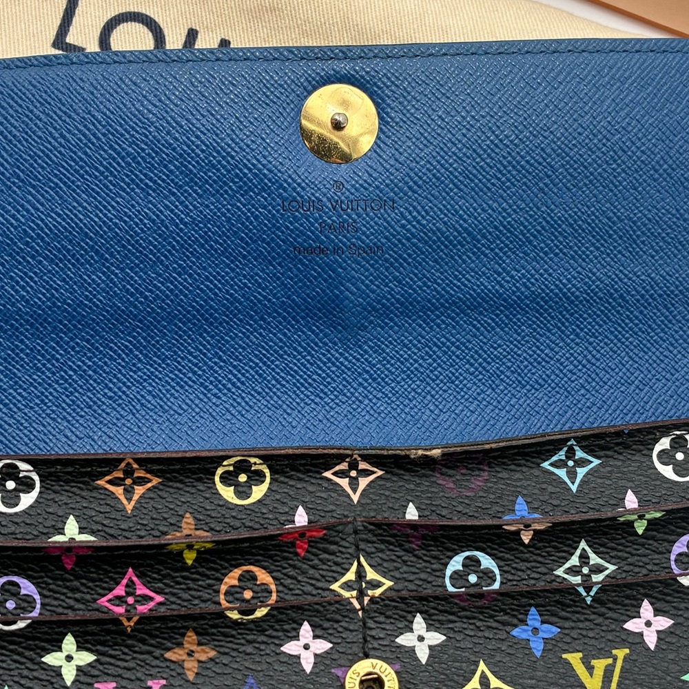 LOUIS VUITTON BLACK MURAKAMI NOIR MULTI COLOR SARAH WALLET LIMITED EDITION - Picture 14 of 14